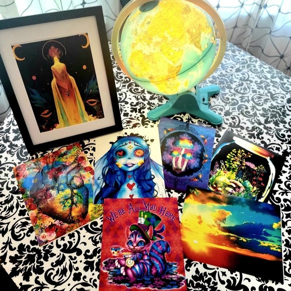 Get Lost Teal Camper with Roses Bright Travel Art Print - Picture 4 of 5